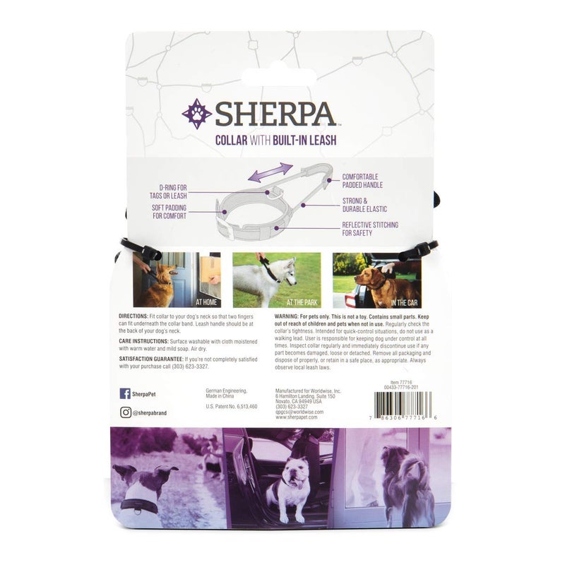 Sherpa Dog Collar, Built-in Quick Grab Handle, Padded - Black, Medium - Image 5